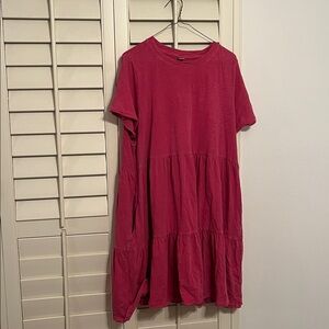 4/$25 SALE XL Old Navy Pink Crew Neck Tiered Dress